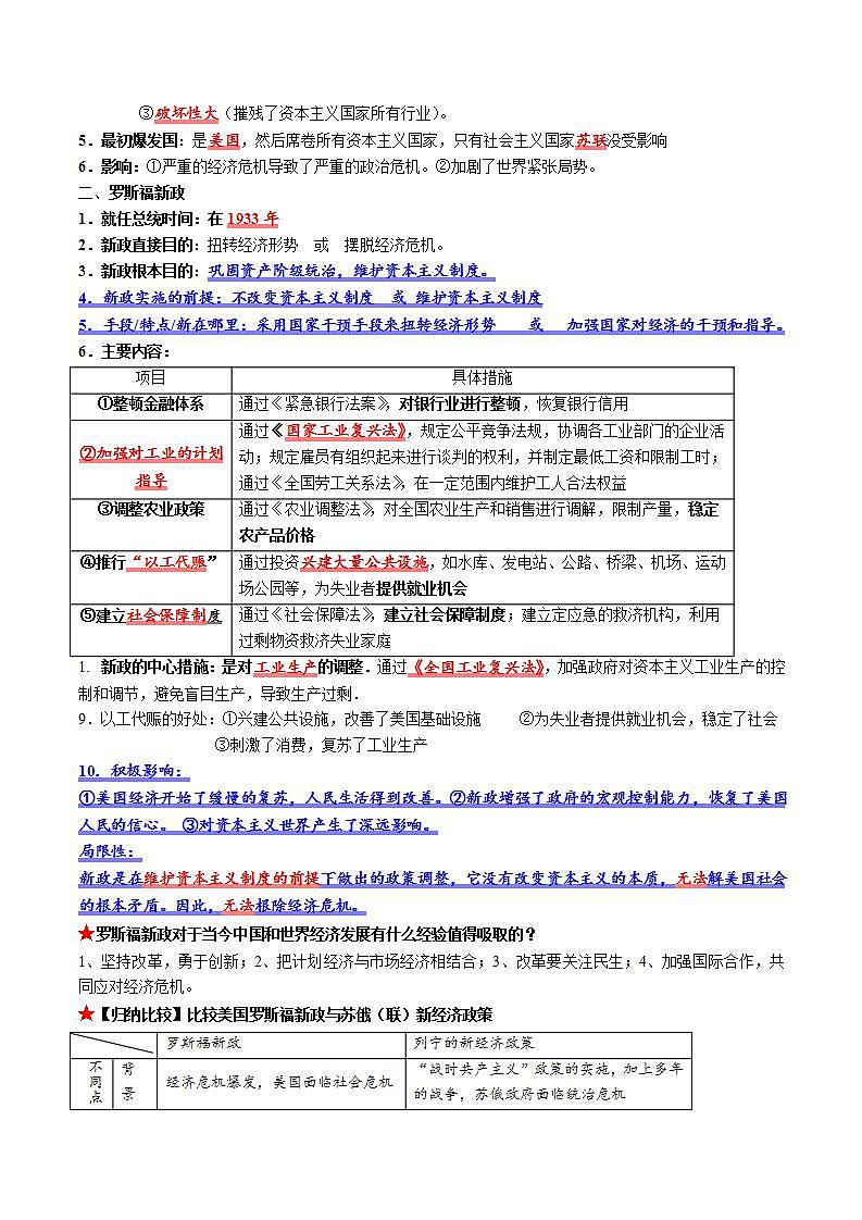【核心素养】 人教部编版历史九年级下册13 《罗斯福新政》课件+学案03