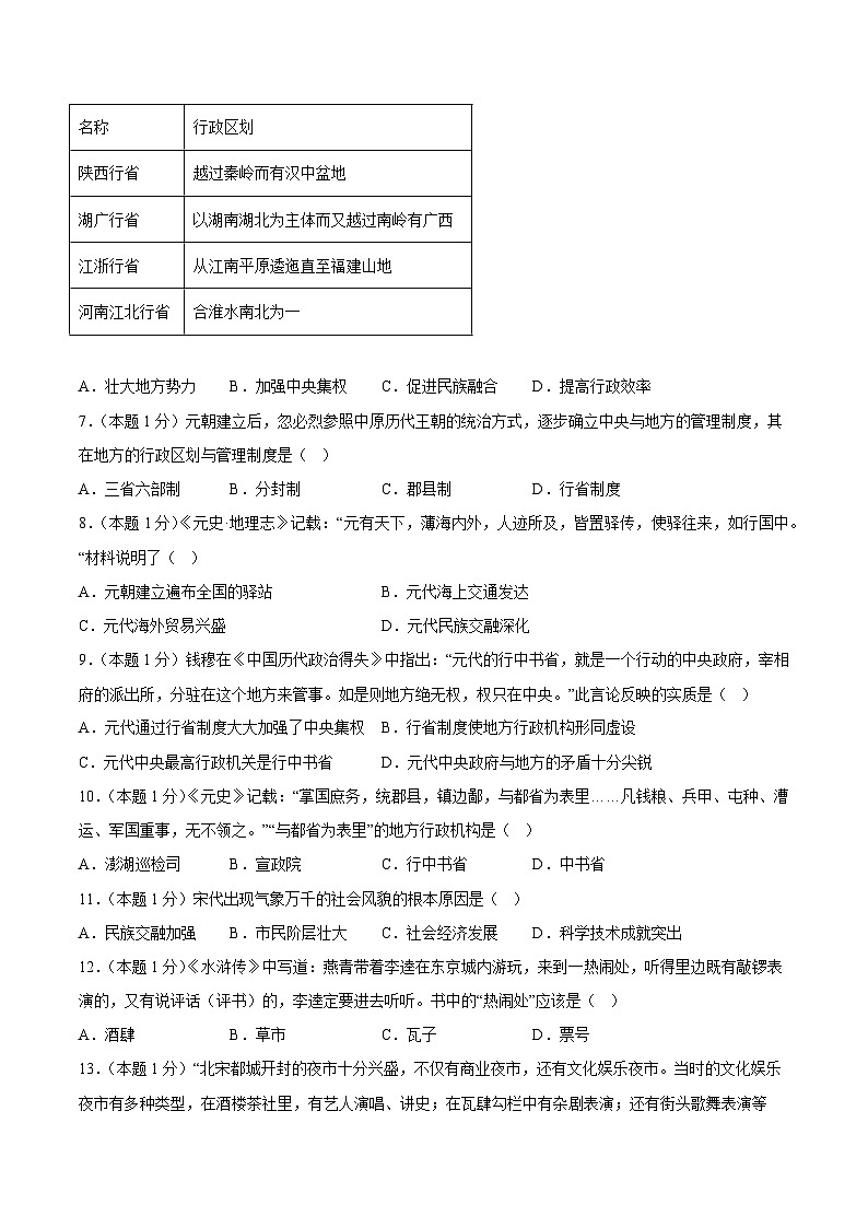 人教部编版历史七年级下册 第二单元《辽宋夏金元时期：民族关系发展和社会变化》复习课件+复习学案+单元测试+专项练习（选择题）02
