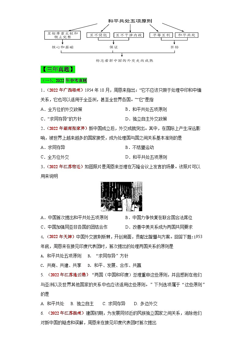 （新课标版）八年级历史下册期末复习背记要点 第16课  独立自主的和平外交（原卷版+解析）03