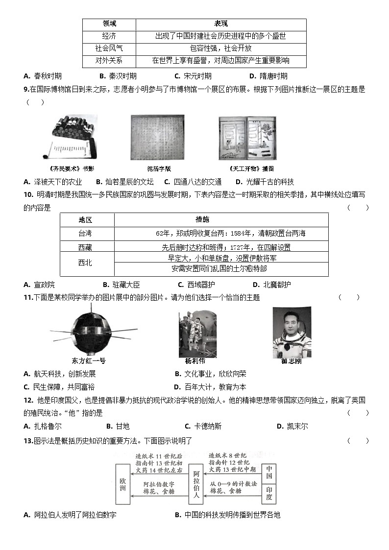 2024年辽宁省新中考历史模拟练习卷（三）第2页