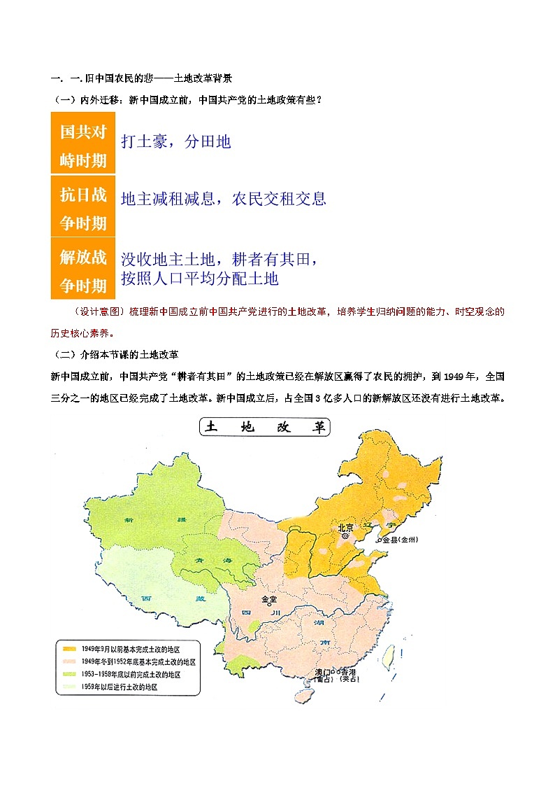 人教部编版历史八年级下册 第3课《土地改革》课件+教案02