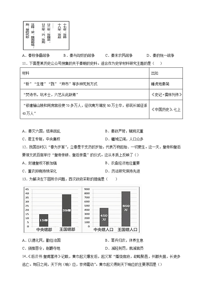 苏州市2022-2023学年七年级上学期期末历史试题（含答案解析）03