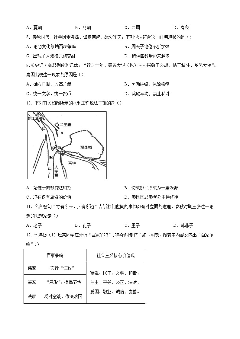 扬州市仪征市2022-2023学年七年级上学期期末历史试题（含答案解析）第2页