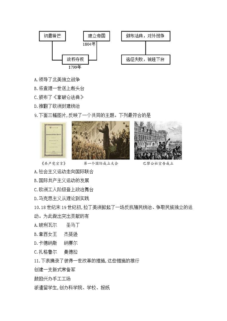 新疆维吾尔自治区克拉玛依市白碱滩区2023-2024学年上学期九年级期末历史试题第3页