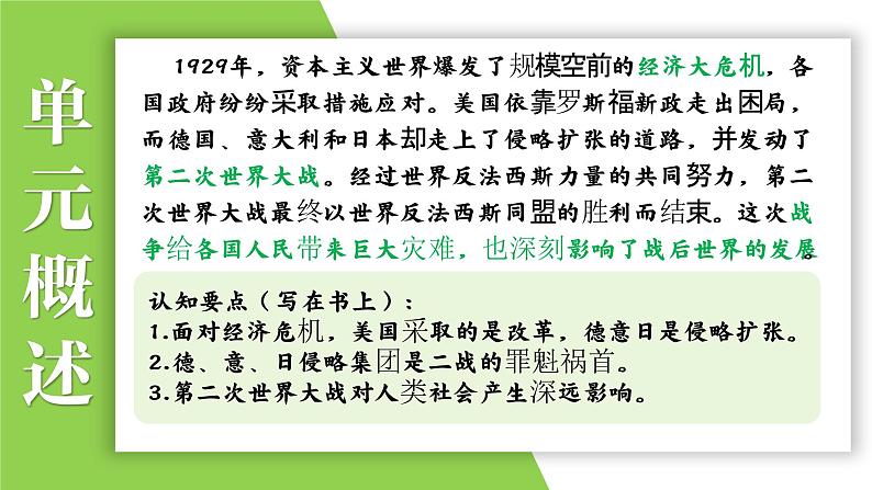 九年级下册第四单元  经济大危机和第二次世界大战-2024年中考历史一轮复习课件（部编版）第3页