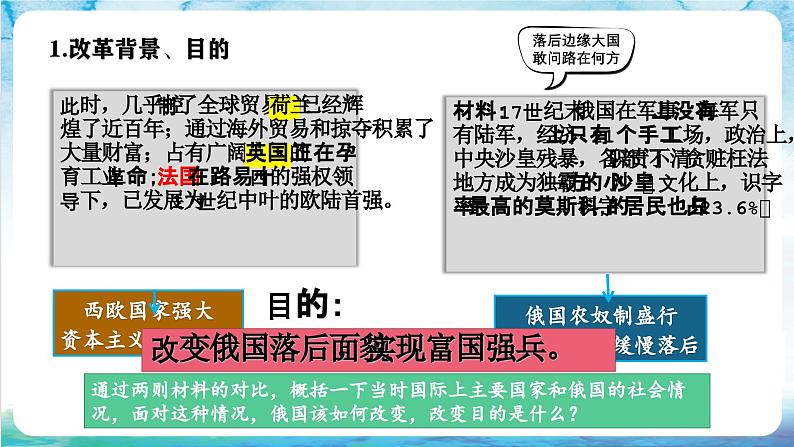 【核心素养】 人教部编版历史九年级下册2《俄国的改革》课件+学案05