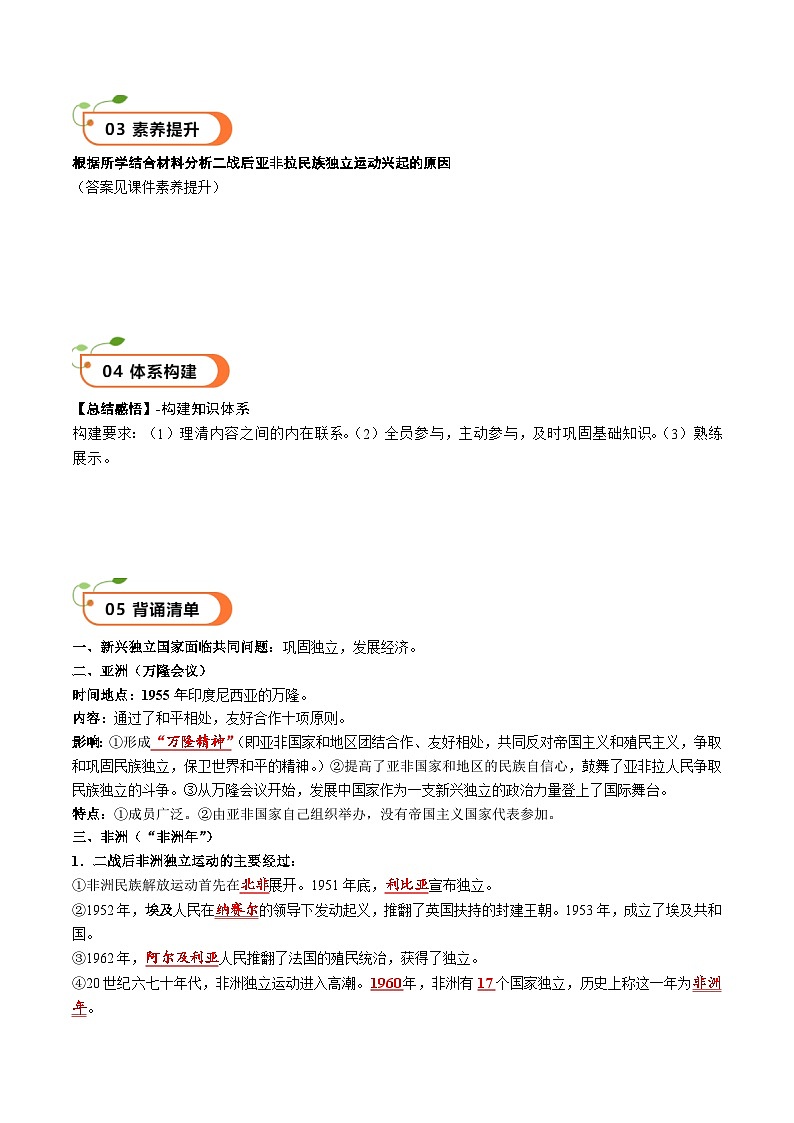 核心素养 人教部编版历史九年级下册19《 亚非拉国家的新发展》课件+学案02