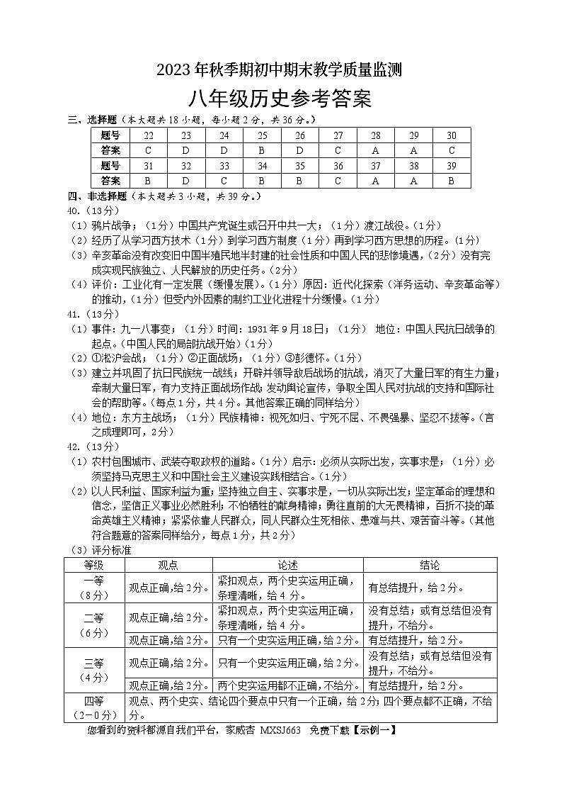 广西玉林地区2023-—2024学年八年级上学期期末考试道德与法治、历史合卷试题(1)第1页
