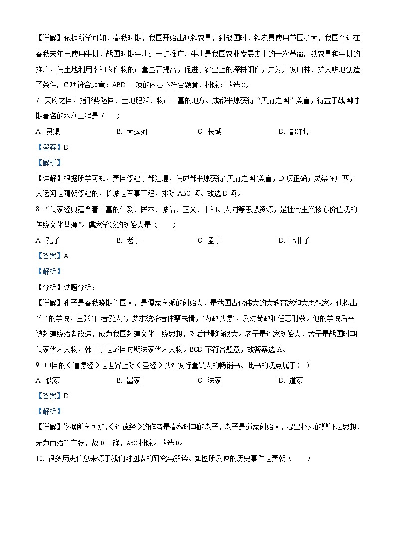 精品解析：山东省枣庄市峄城区2023—2024学年部编版七年级上学期期末质量检测历史试题（解析版）第3页