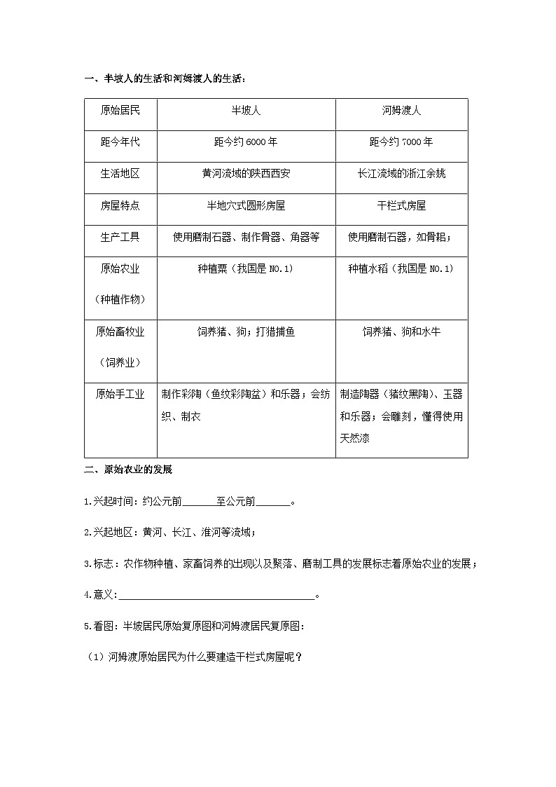 2024年中考历史一轮复习学案 第一单元　史前时期：中国境内早期人类与文明的起源（含答案）第2页