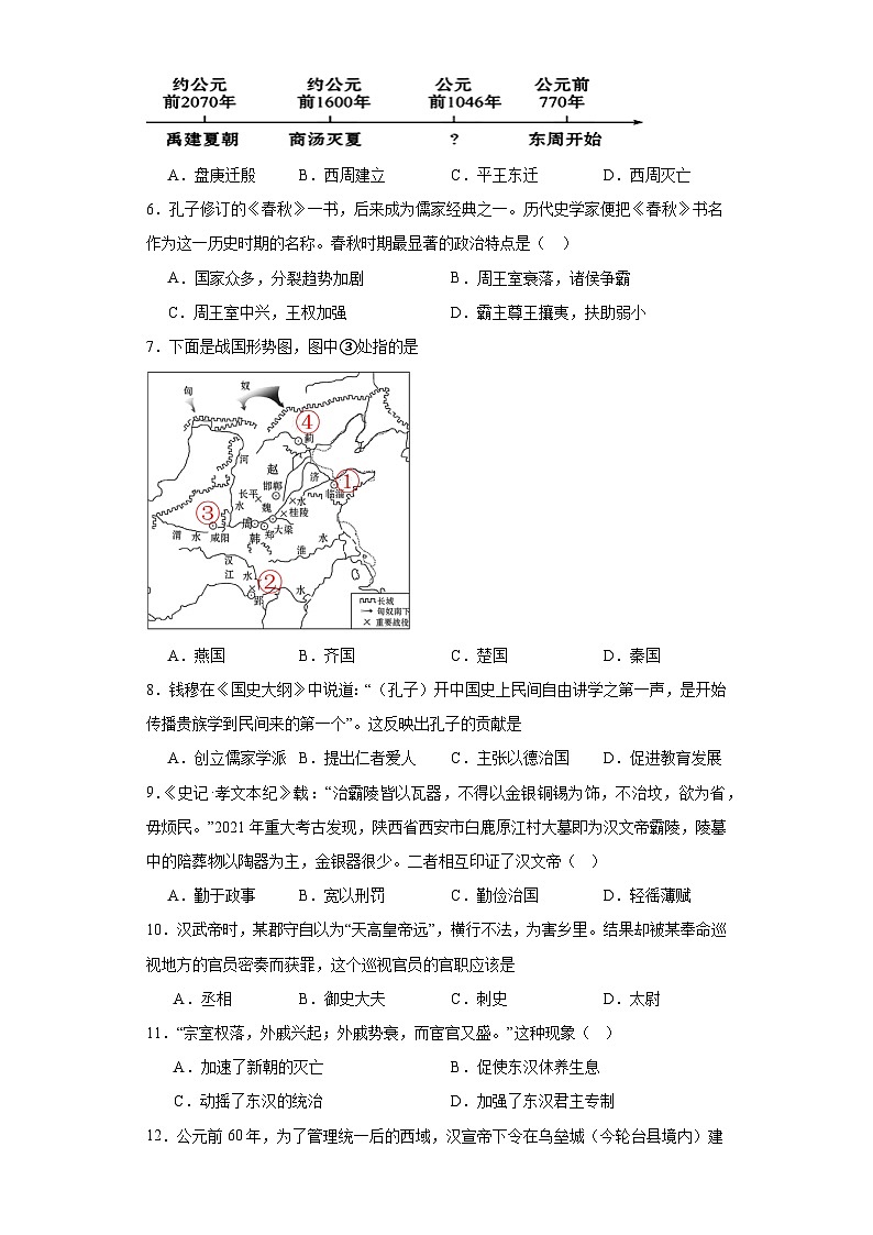 河南省西平县2023——2024学年部编版七年级历史上册期末测试卷(含答案)第2页