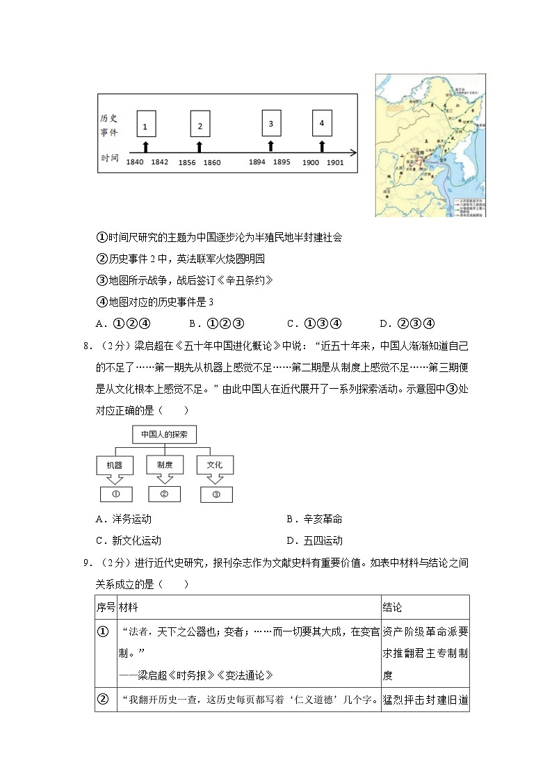 山东省济南市东南片区2023-2024学年部编版八年级上学期期末历史试卷第3页