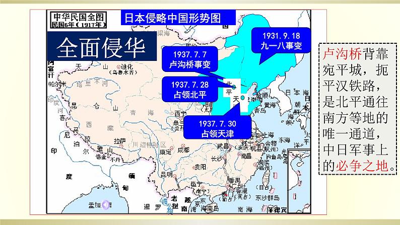 人教版历史八年级上册第19课.七七事变与全民族抗战 课件第6页