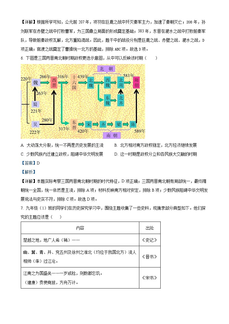 山东省日照市东港区新营中学2023-2024学年部编版九年级历史上学期期末考试题（原卷版+解析版）03