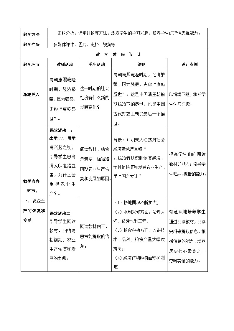 第19课 清朝前期社会经济的发展 教案 部编版七年级历史下册02
