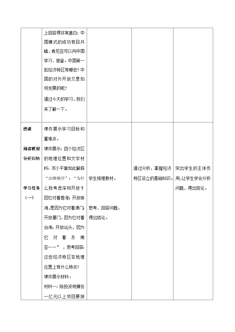 第9课 对外开放 教案 部编版八年级历史下册02