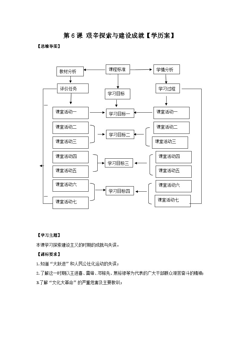 第6课 艰辛探索与建设成就 学案 部编版八年级历史下册01