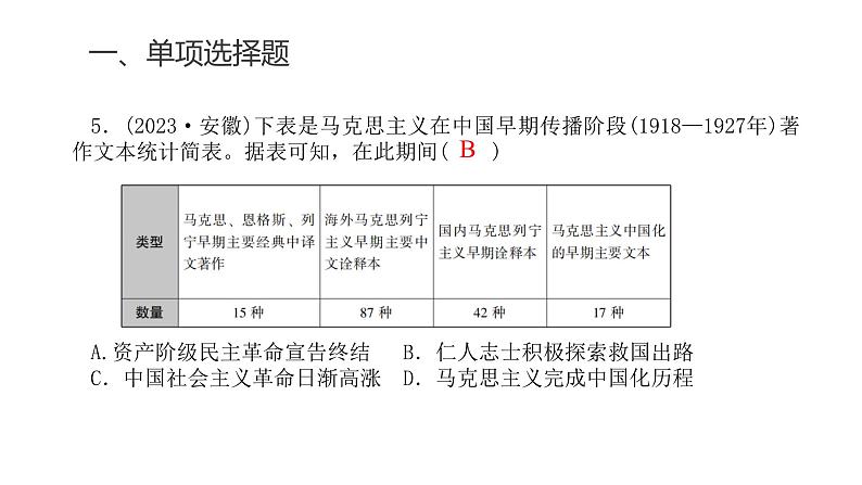 中考历史复习专题六中国共产党成立与新民主主义革命兴起课件第7页