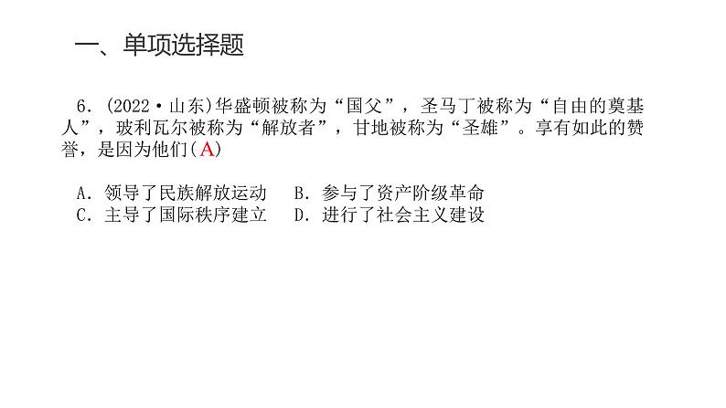 中考历史复习专题十四世界殖民体系与亚非拉民族独立运动课件第8页