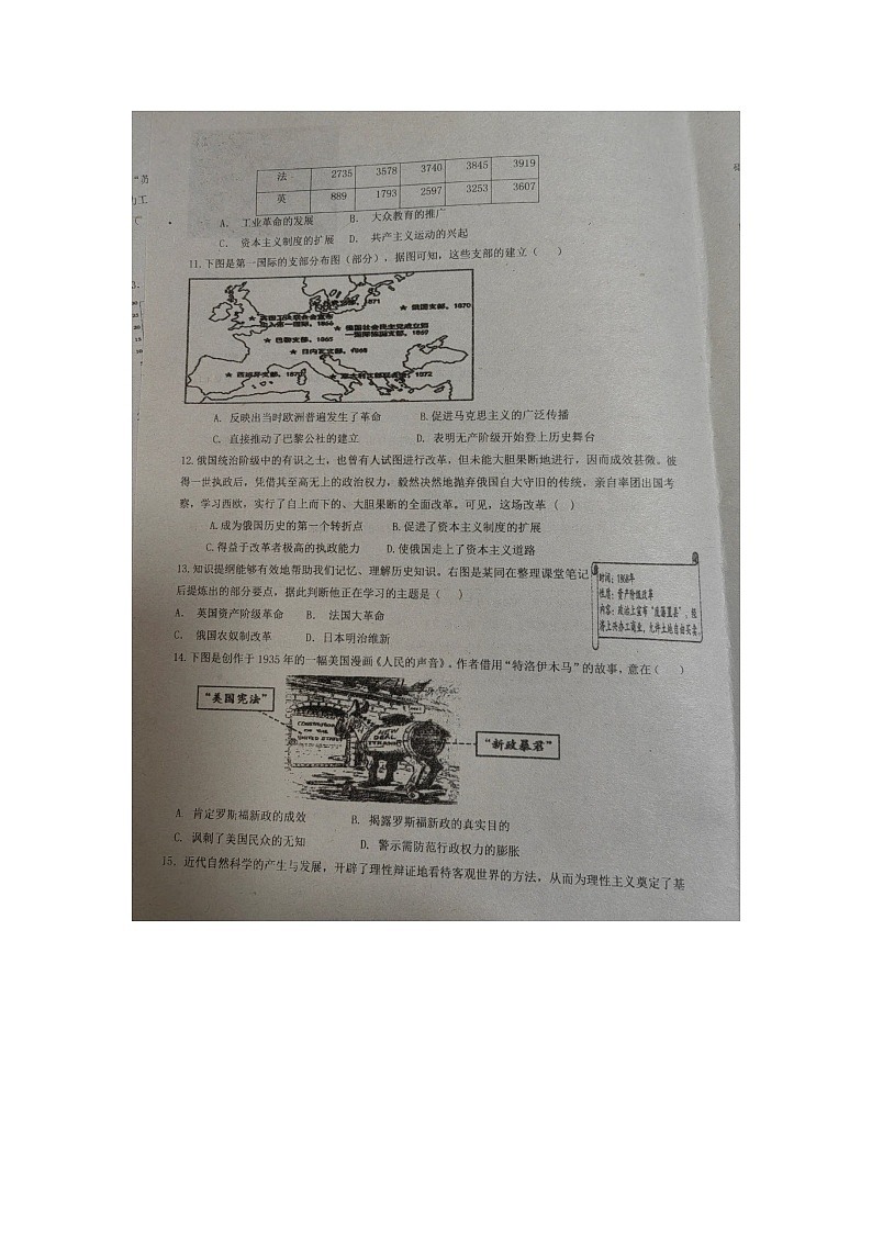 广东省梅州市兴宁市沐彬中学2023-2024学年九年级下学期开学历史试题第3页