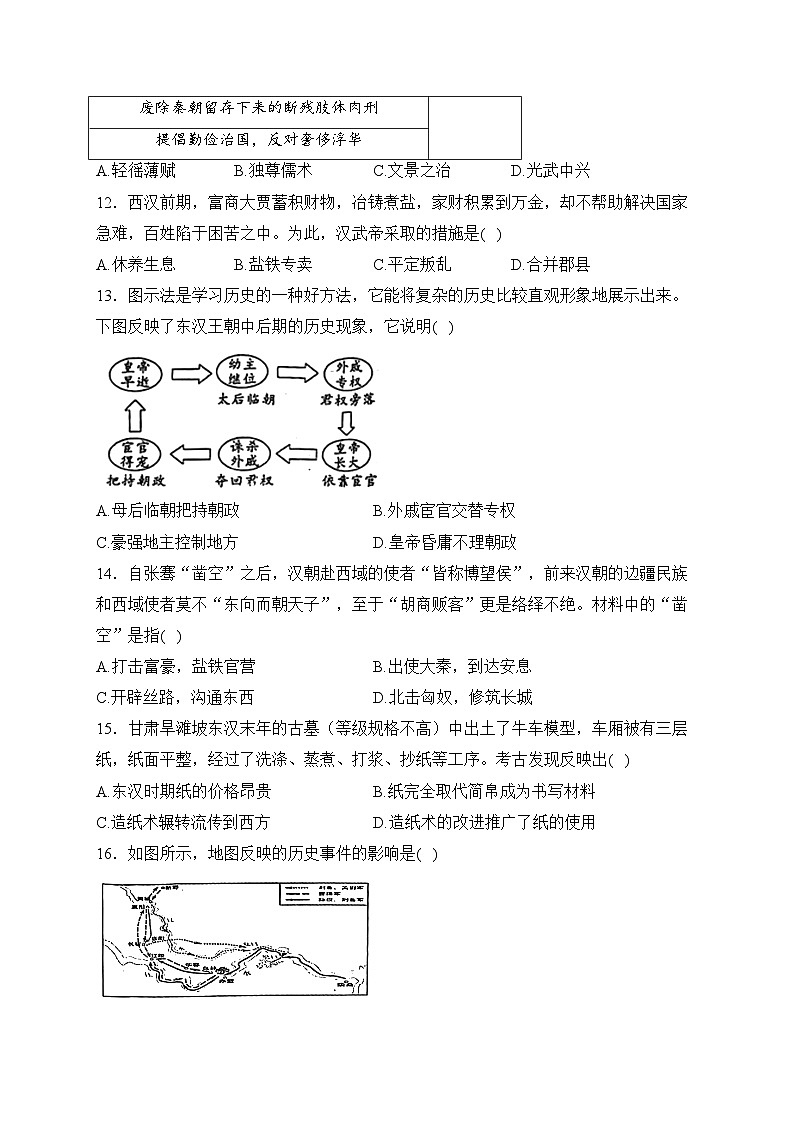 河南省郑州市巩义市2023-2024学年七年级上学期期末考试历史试卷(含答案)第3页