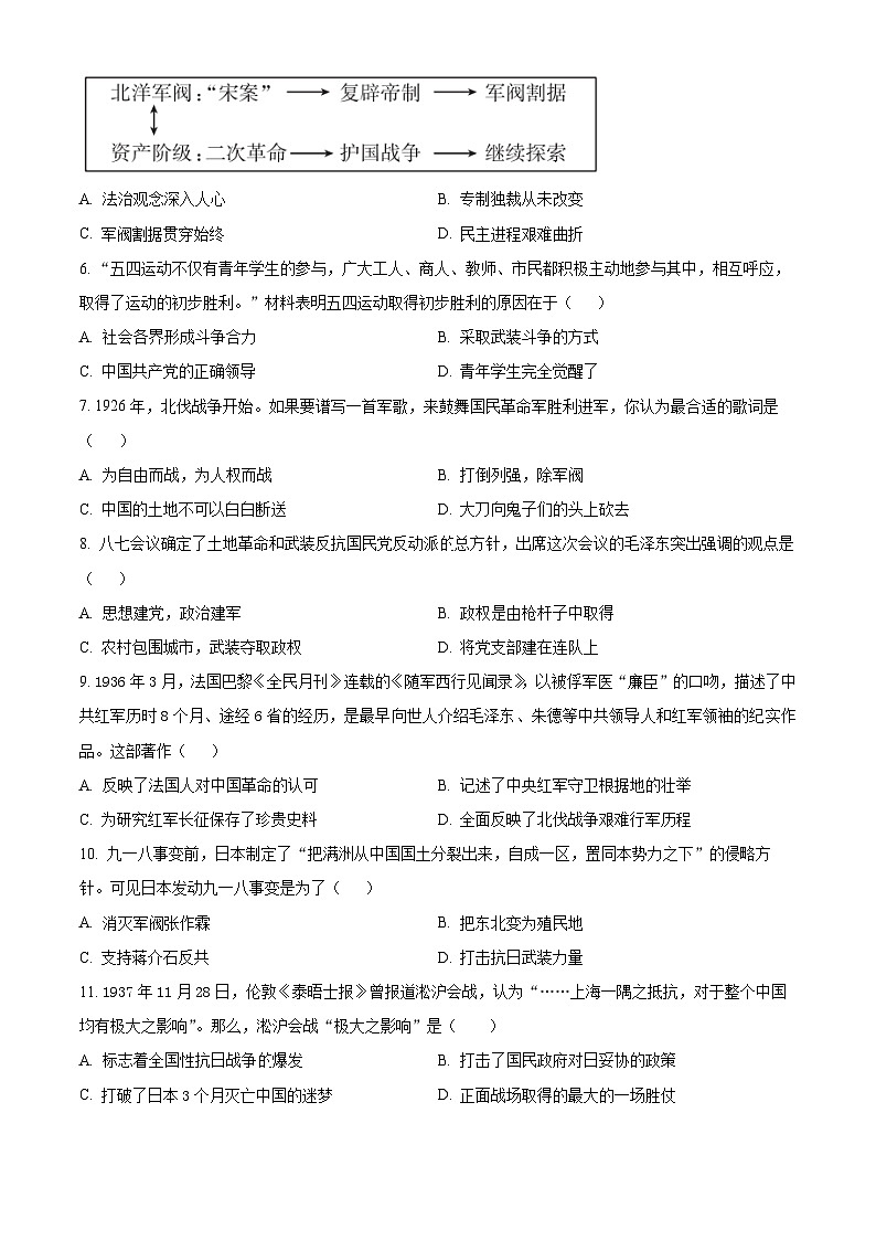 精品解析：山西省朔州市右玉县右玉教育集团2023-2024学年七年级上学期期末历史试题（原卷版）第2页