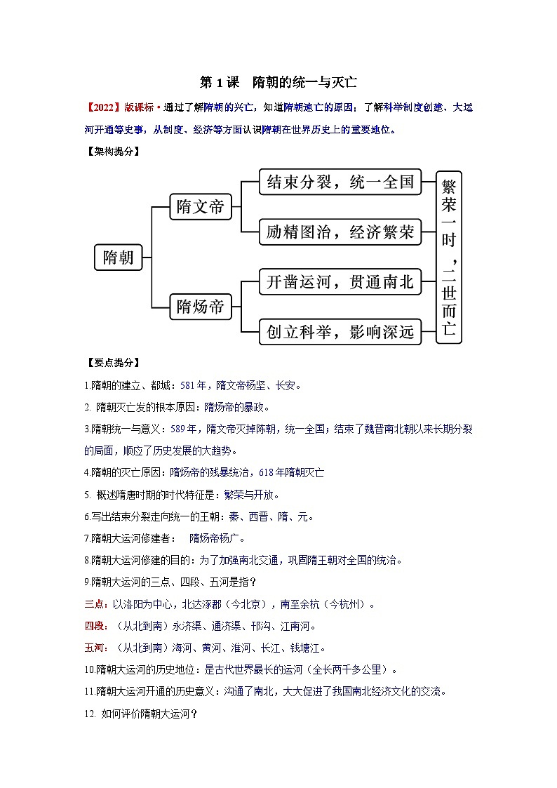 中国古代史（二）核心讲义（提分秘籍：时空提分+规律提分+架构提分+要点提分+整合提分）-2024年中考历史总复习核心考点与重难点【速查速记】（部编版）03