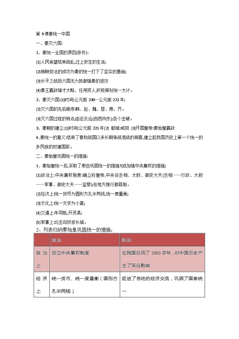 七上历史第三单元期末复习知识点第1页