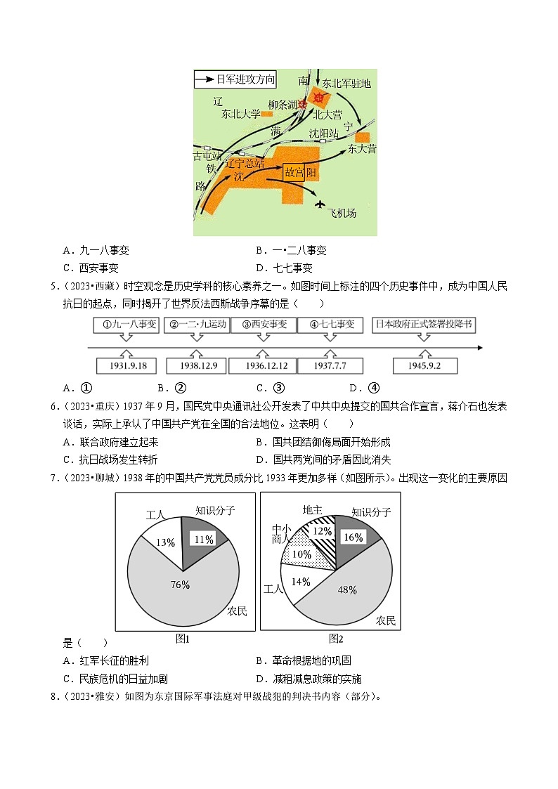 专题13 中华民族的抗日战争（练习）-备战2024年中考历史一轮复习课件+讲义（部编版）02