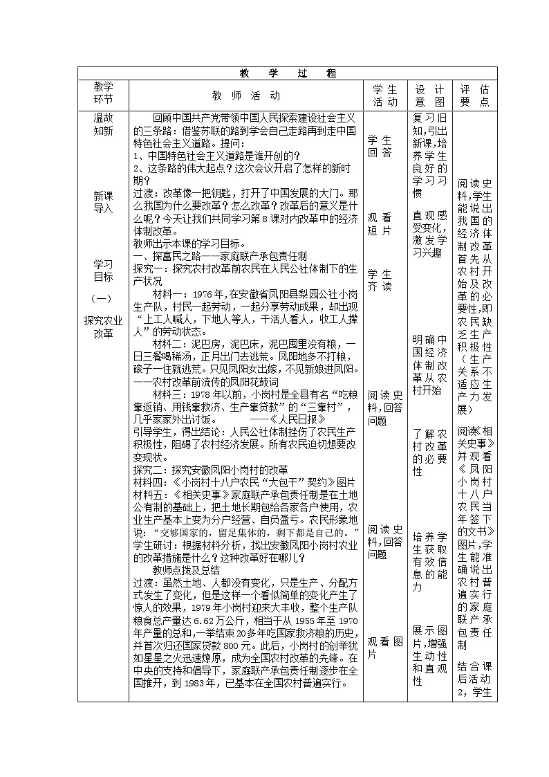 第8课 经济体制改革  教案第2页