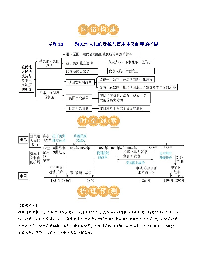 （讲义）专题23 殖民地人民的反抗与资本主义制度的扩展（原卷版）第3页