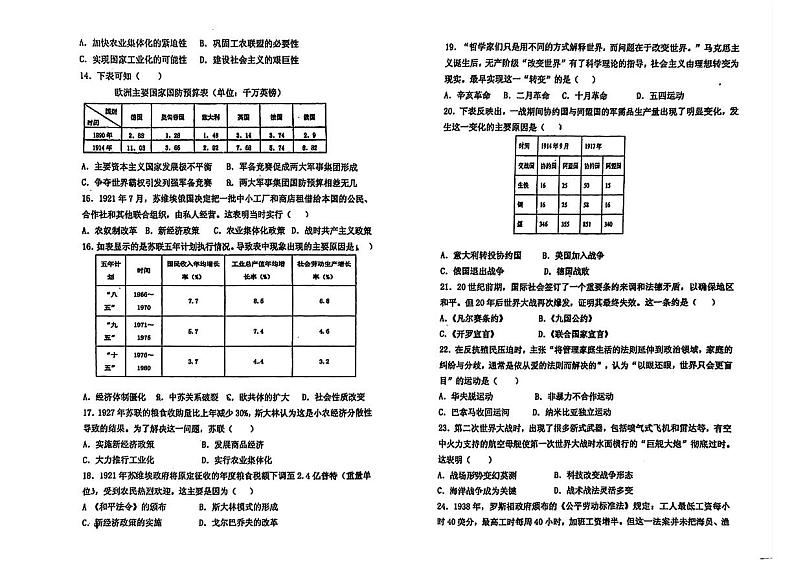 广东省汕头市世贸实验学校2023-2024学年九年级下学期开学考试历史试题02