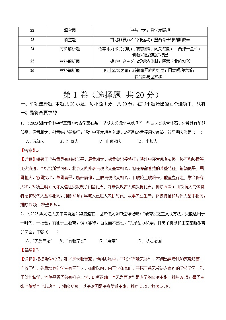 真题重组卷04（无锡专用）-+冲刺2024年中考历史真题重组卷（江苏专用）02