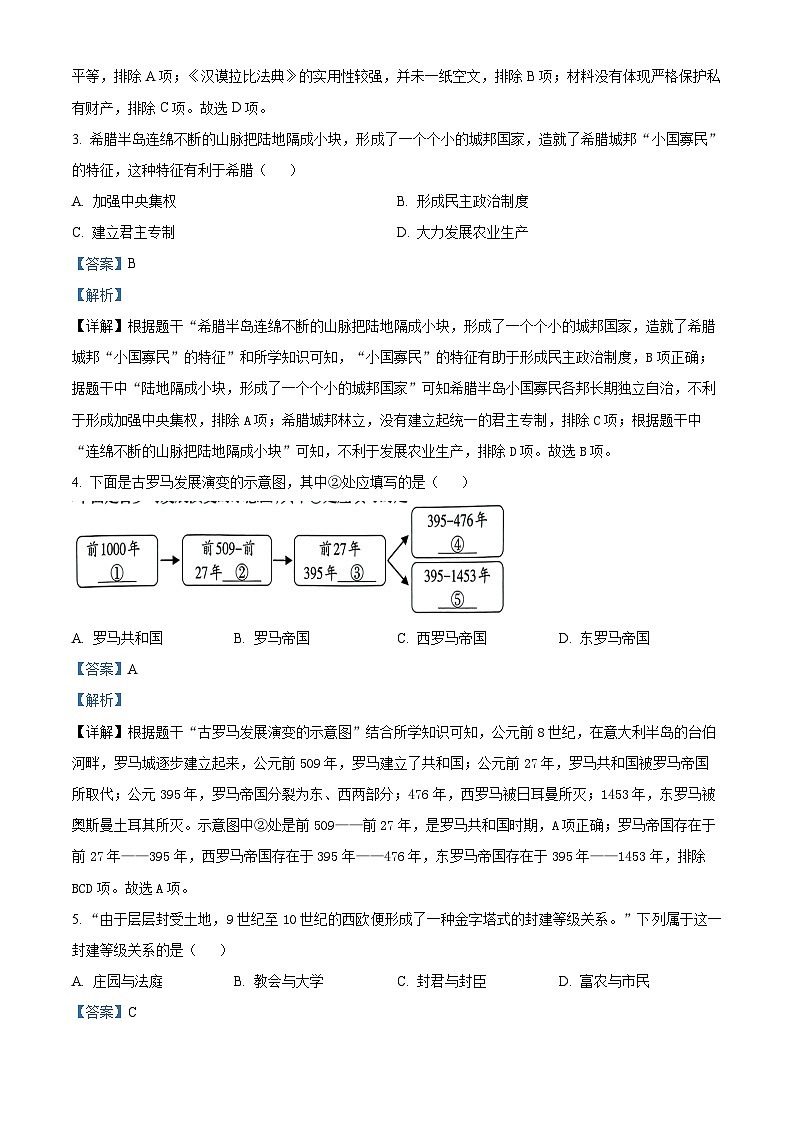 山西省晋城市阳城县2023-2024学年九年级上学期期末历史试题（原卷版+解析版）02