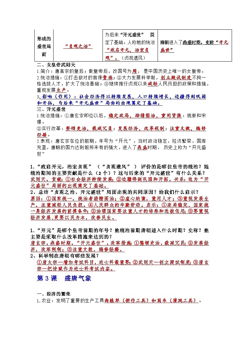 七年级历史下册核心知识点、难点、重点总结03