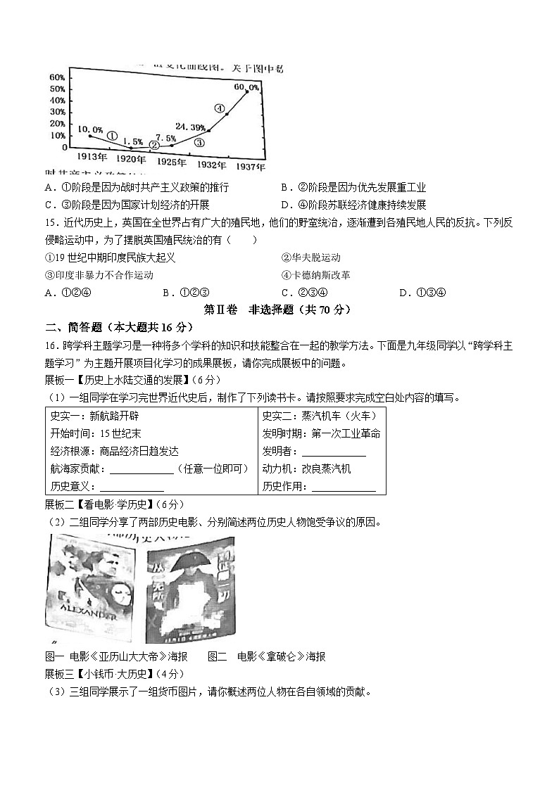 山西省晋中市介休市2024年九年级下学期中考摸底考试历史试卷第3页