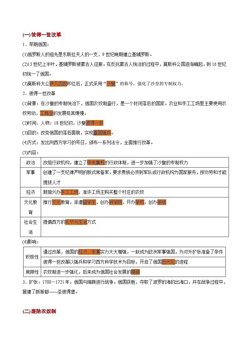 最新中考历史考点一遍过（一轮讲义） 考点22  资本主义制度的扩展03