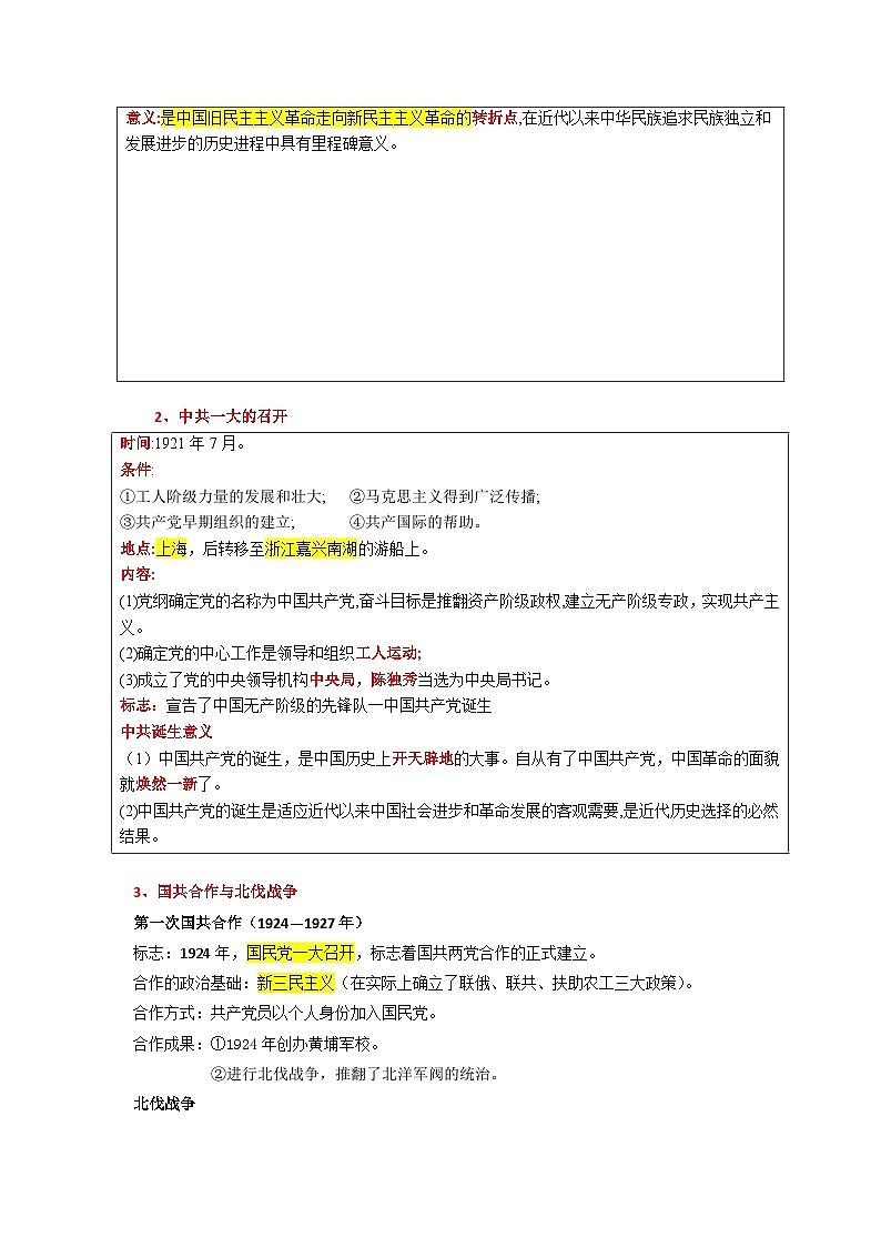 最新中考历史三轮冲刺过关（讲义） 回归教材重难点06  新民主主义革命03