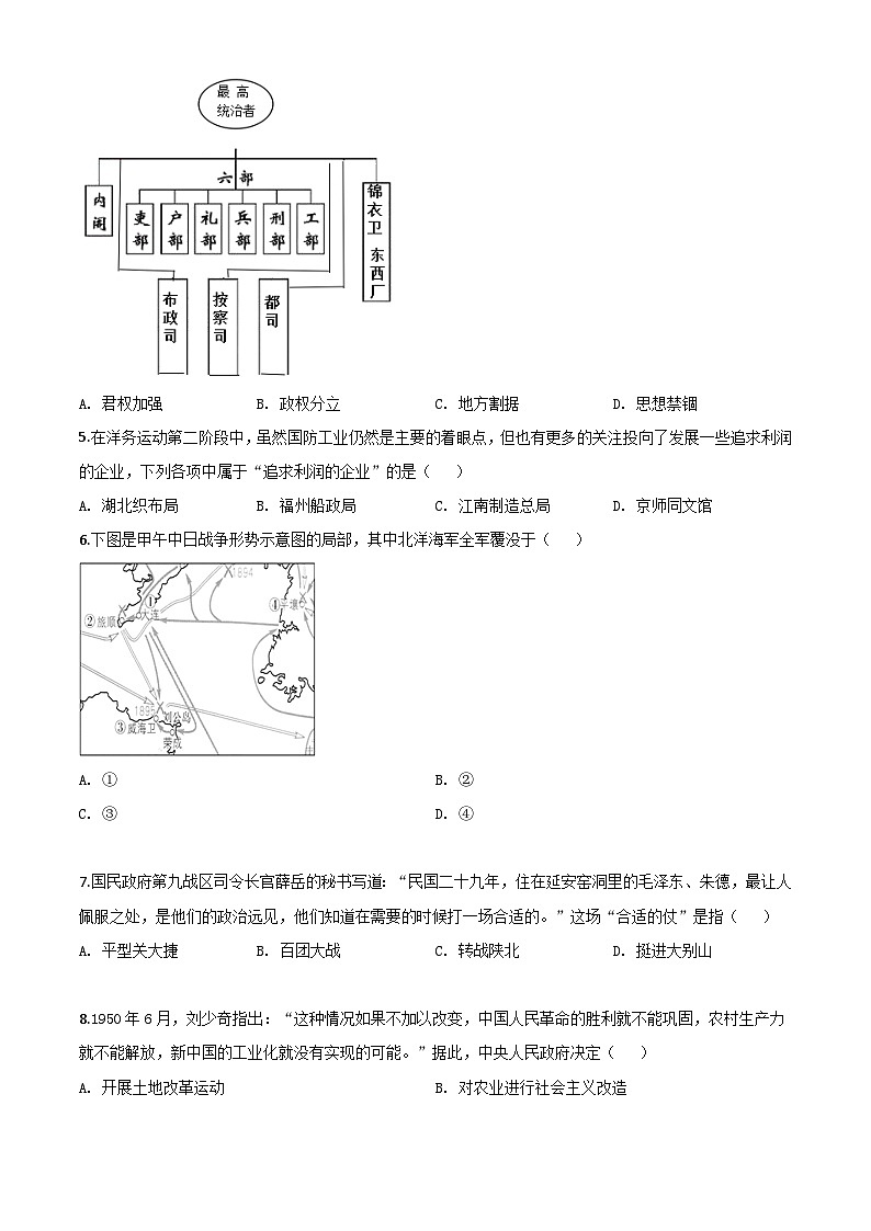 2024年山东省威海市第三中学中考历史模拟试卷02