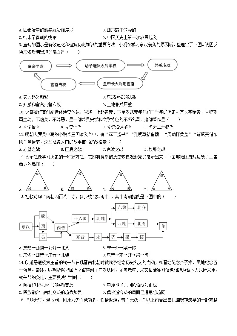湖南省株洲市渌口区2023-2024学年七年级上学期期末历史试题（含答案）第2页