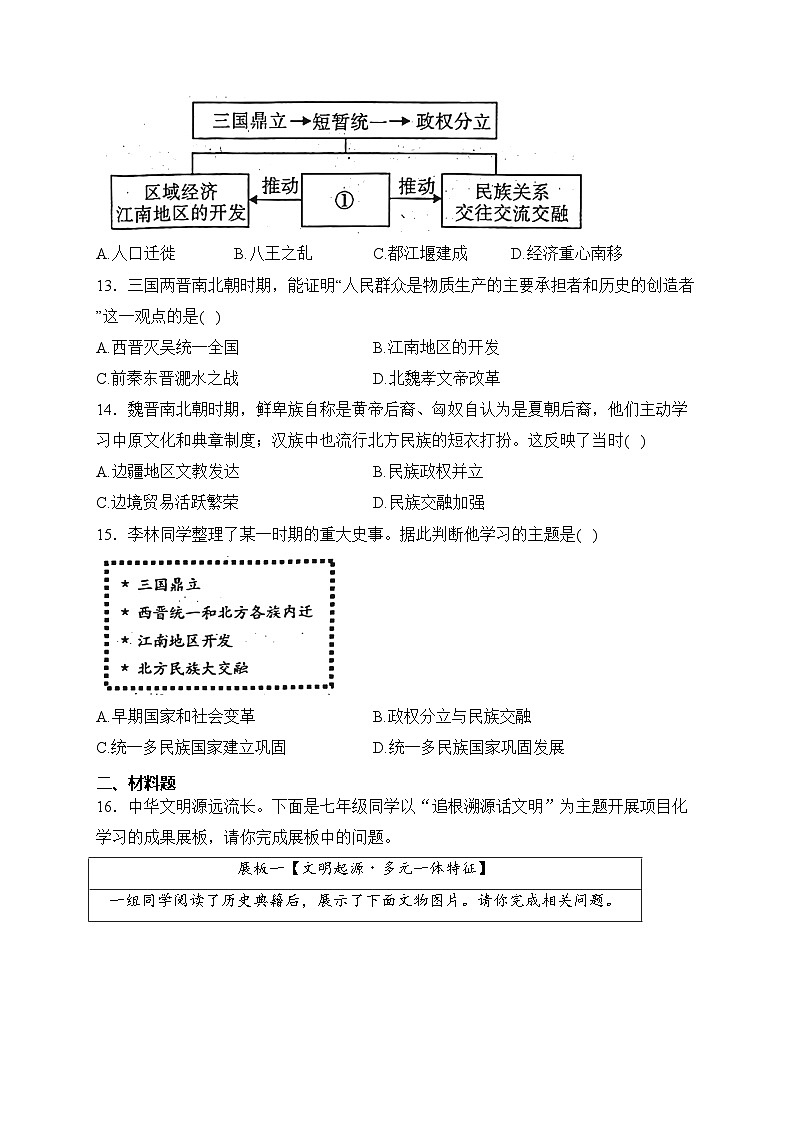山西省临汾市洪洞县八校联考2023-2024学年七年级上学期期末测试历史试卷(含答案)第3页