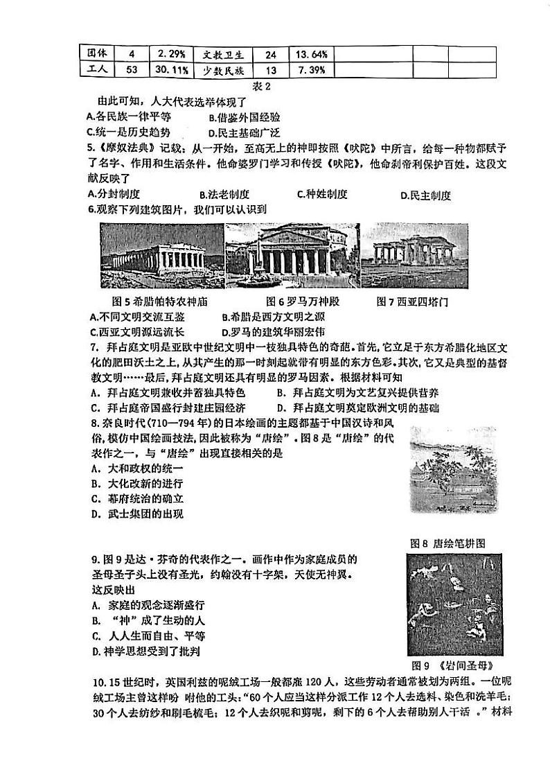 湖北省武汉市青山区2023-2024学年上学期期中九年级历史试题第2页