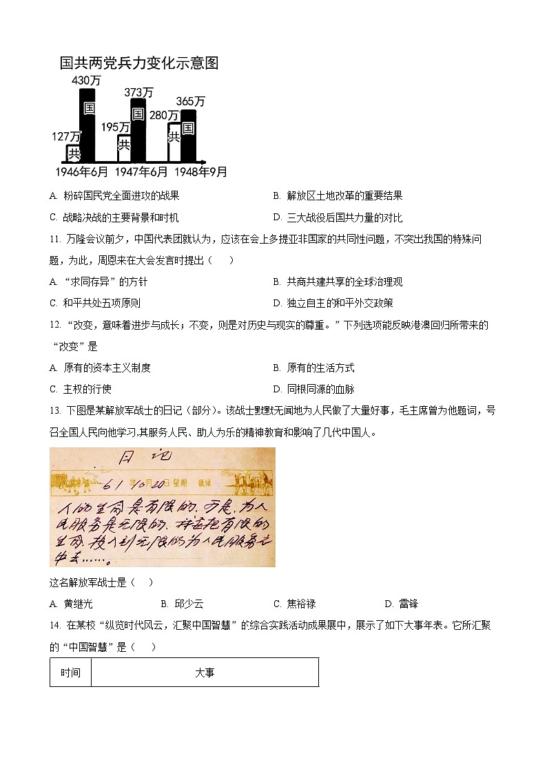 山东省济宁市兖州区2023-2024学年九年级上学期期末历史试题（原卷版+解析版）03