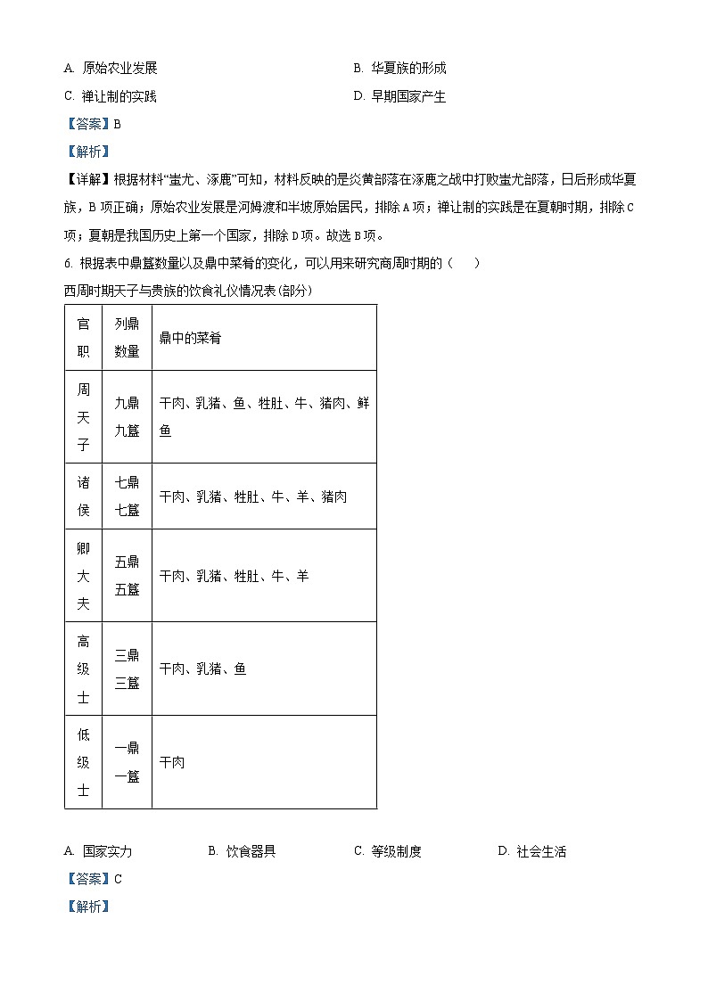 精品解析：福建省泉州市鲤城区2023-2024学年七年级上学期期末历史试题（解析版）第3页