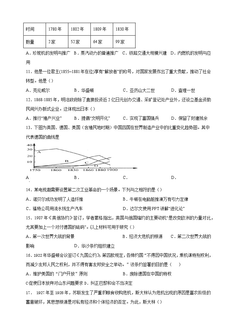 盐城市东台市2022-2023学年九年级上学期期末历史试题（含答案解析）第3页