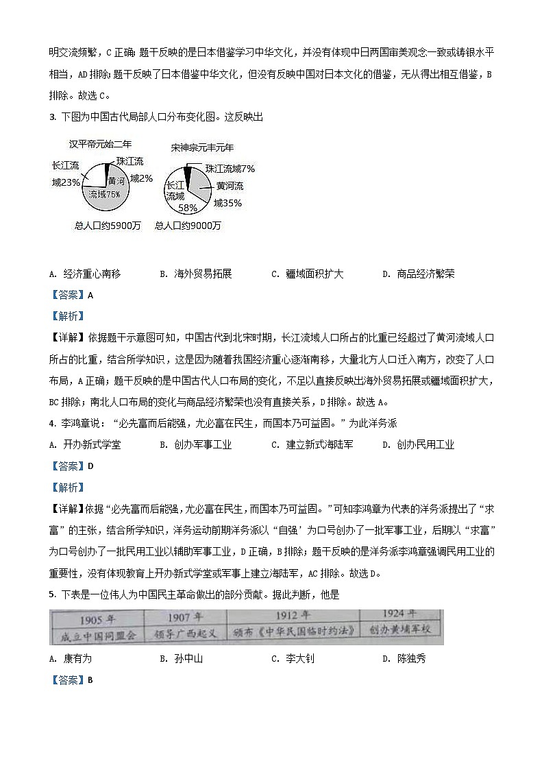 广西梧州市2021年中考历史试题（含解析）02
