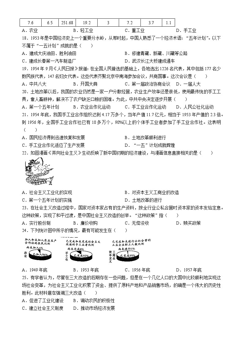 安徽省宿州市泗县2023-2024学年八年级下学期3月月考历史试题第3页
