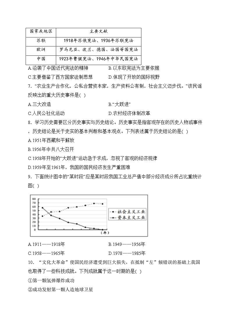 山东省滨州市阳信县2022-2023学年八年级下学期期中历史试卷(含答案)第2页