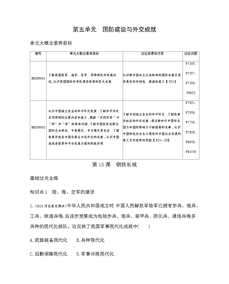 历史8年级下册（15）钢铁长城-习题文档+习题PPT课件01