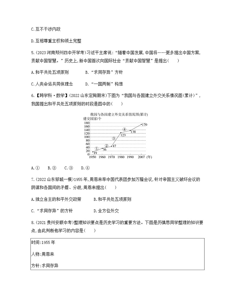 历史8年级下册（16）独立自主的和平外交-习题文档+习题PPT课件02
